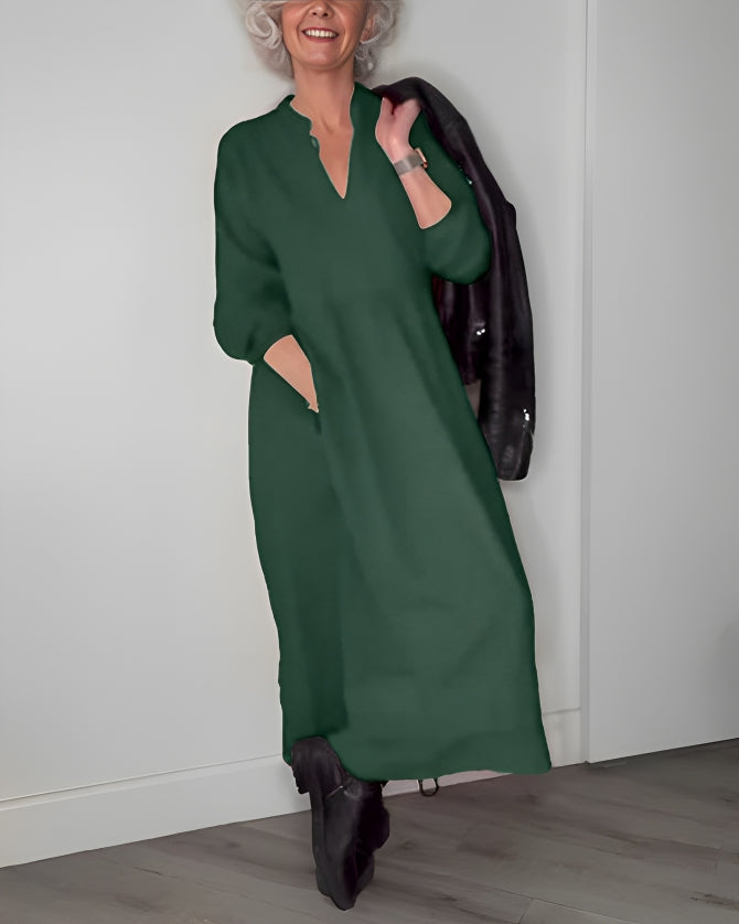 Jane | Slimming Long Dress With V-Neck