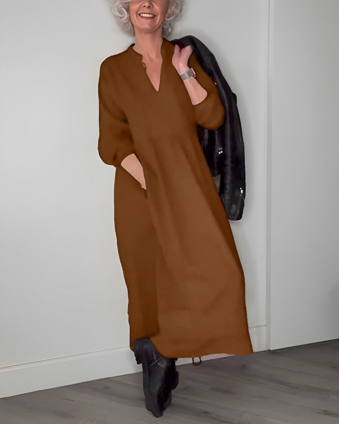 Jane | Slimming Long Dress With V-Neck