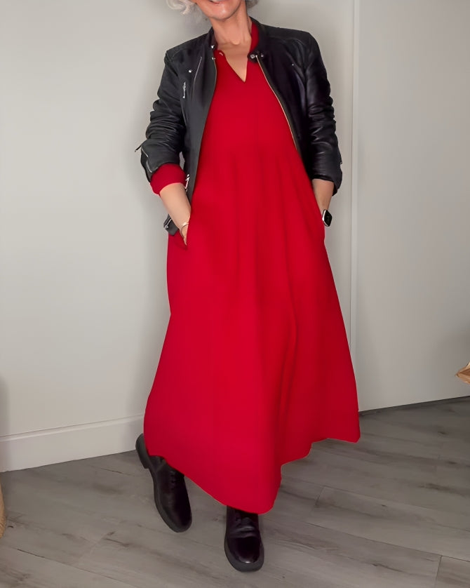 Jane | Slimming Long Dress With V-Neck