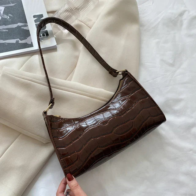 Maisie | Shiny shoulder bag with alligator pattern