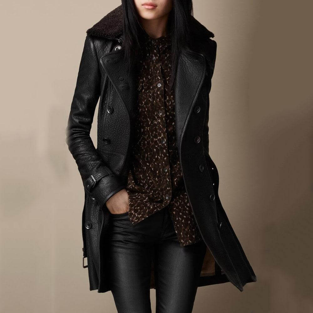 Audrey | luxury leather trench coat