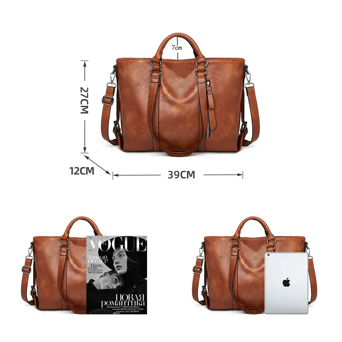 Madison | Leather shoulder bag with large capacity
