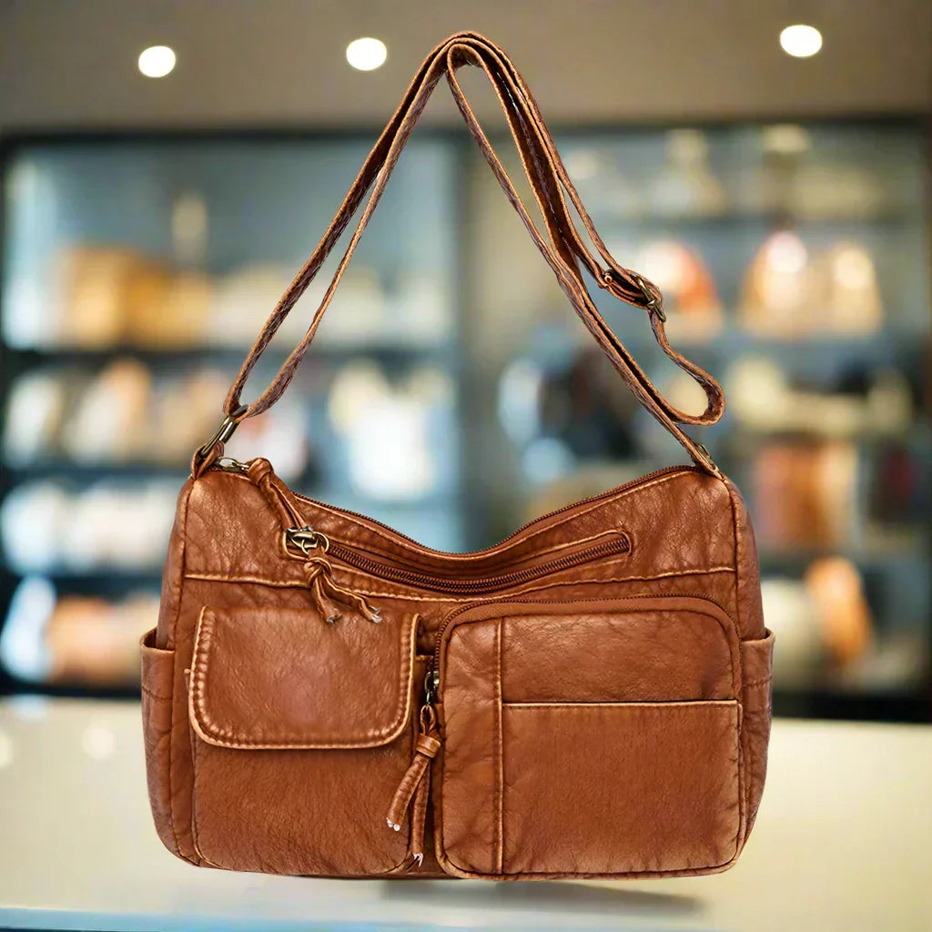 Maggie | Vintage leather shoulder bag with multiple compartments