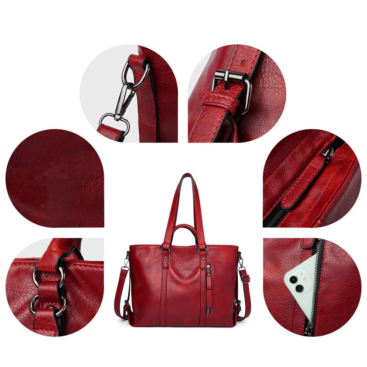 Madison | Leather shoulder bag with large capacity