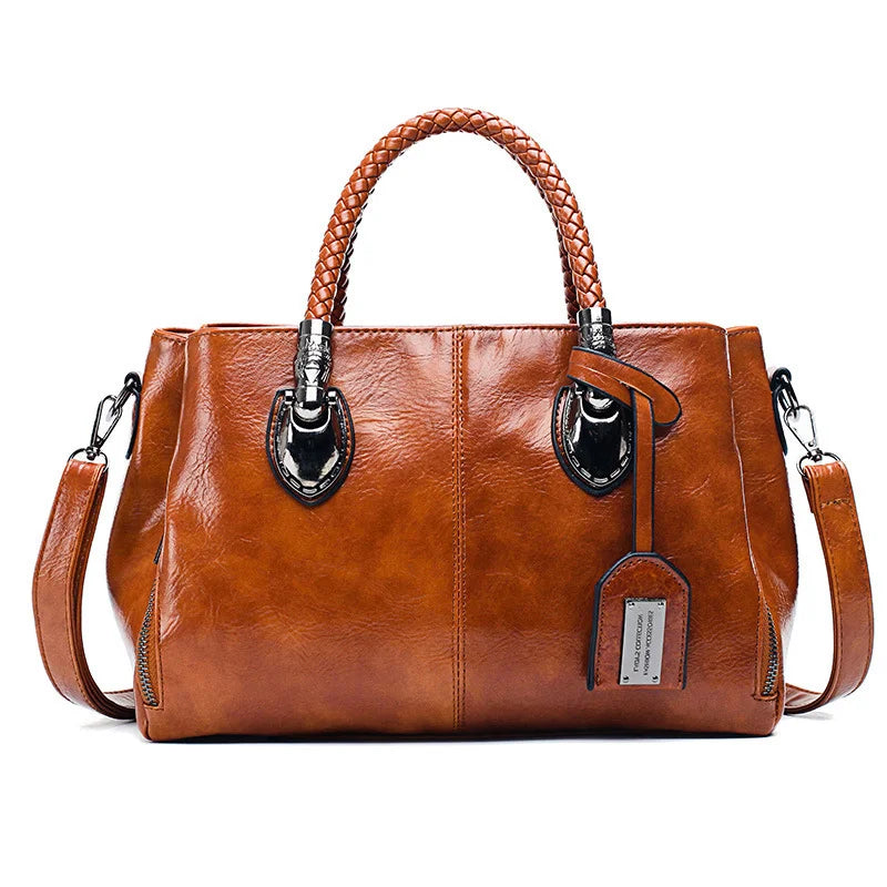 Mae | Elegant leather handbag with braided handle
