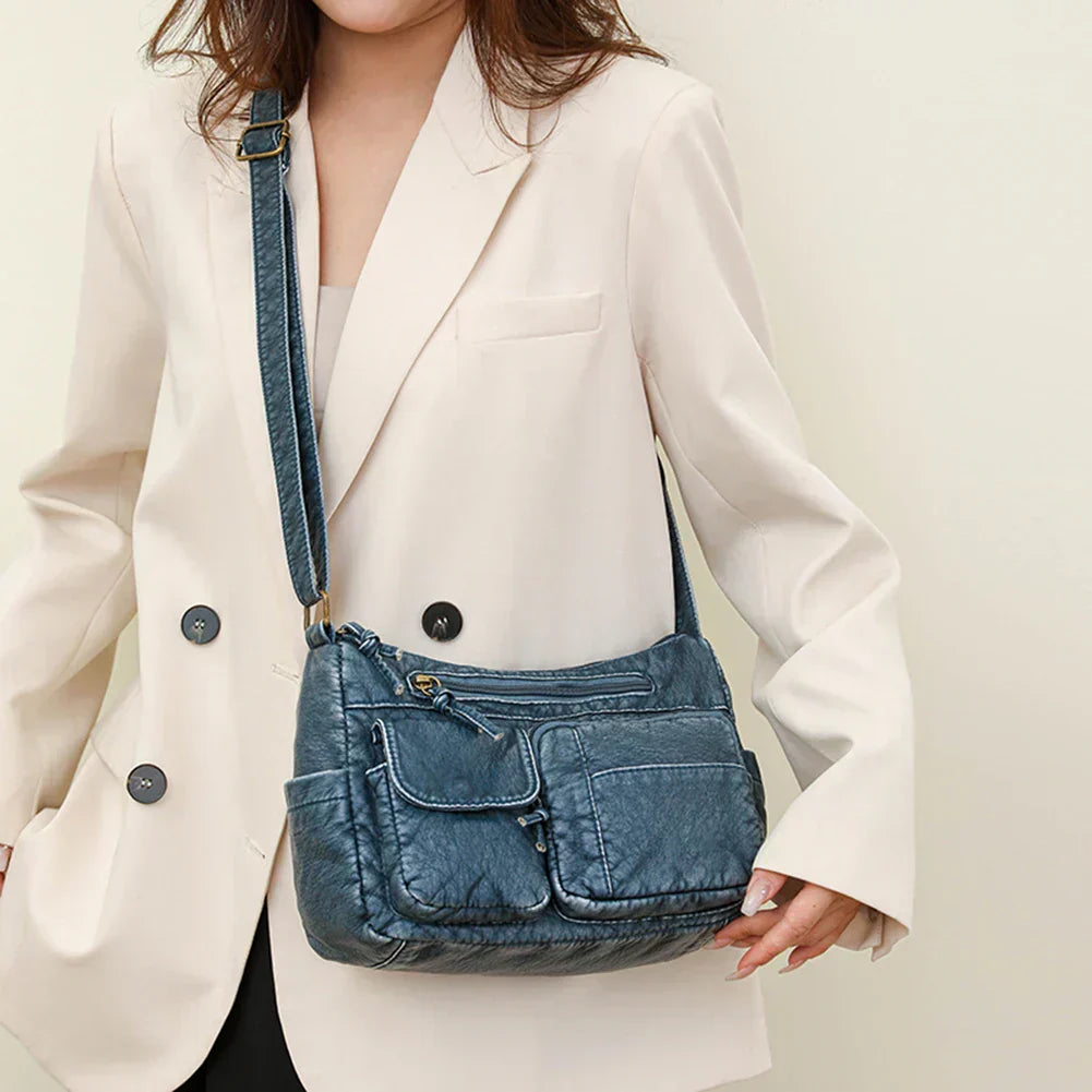Maggie | Vintage leather shoulder bag with multiple compartments