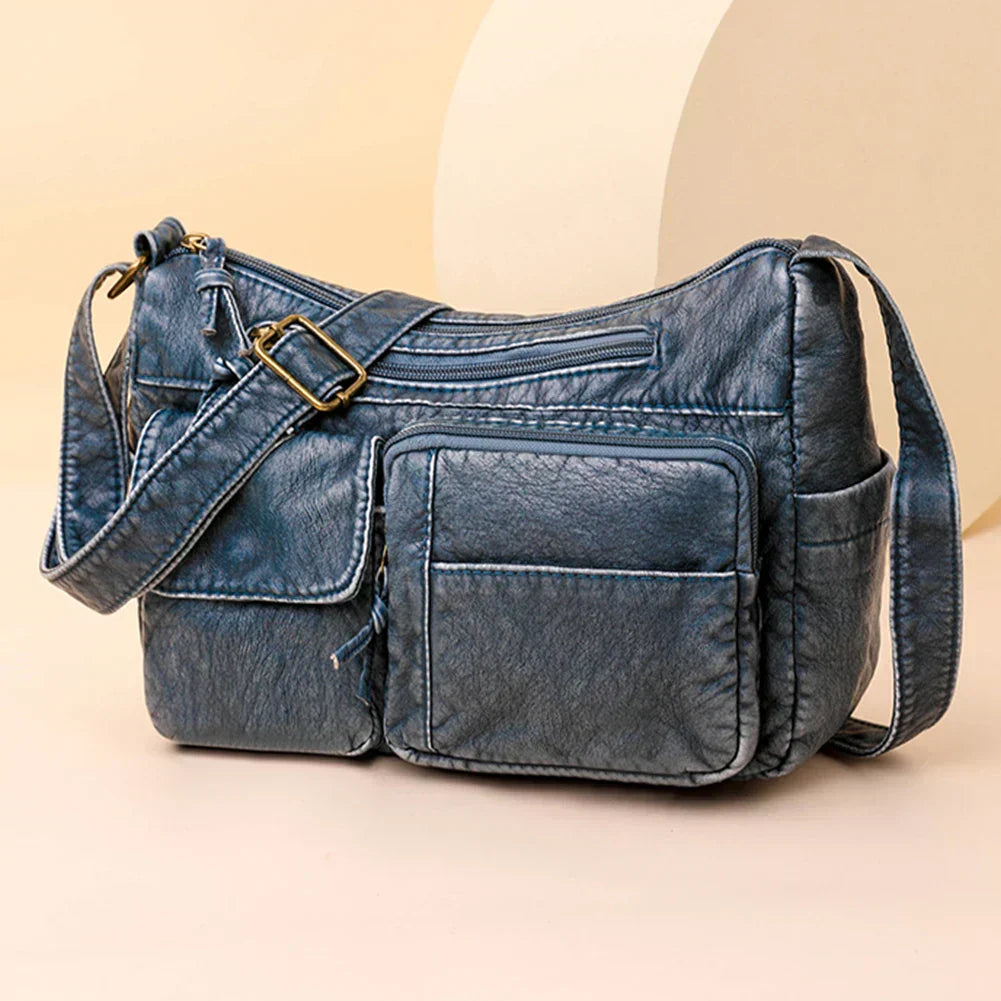 Maggie | Vintage leather shoulder bag with multiple compartments