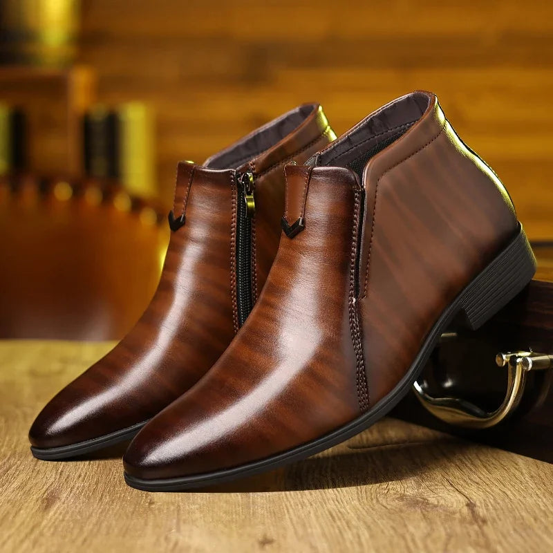 Oscar | Chic Leather Boots with Zipper