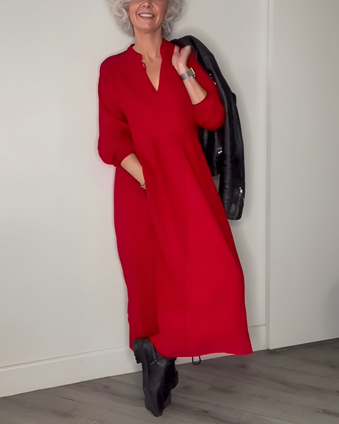 Jane | Slimming Long Dress With V-Neck