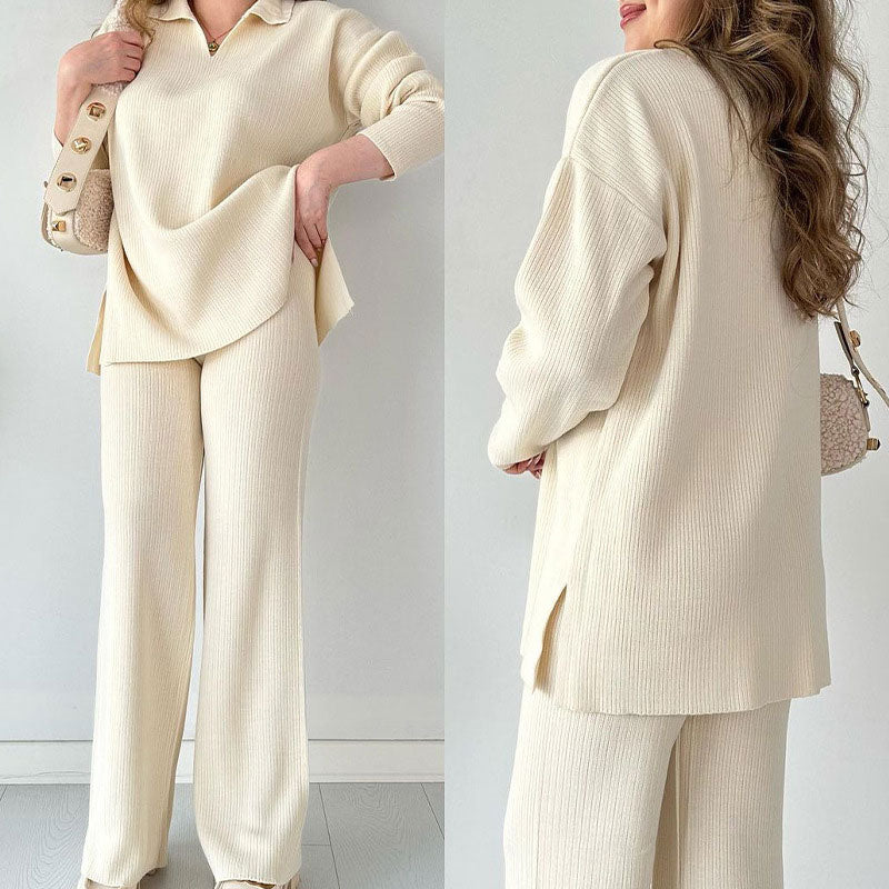 Nellie | Casual two-piece set with V-neck and slit