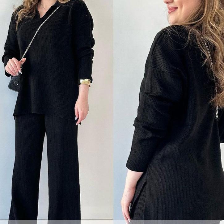 Nellie | Casual two-piece set with V-neck and slit