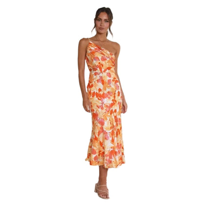 Daniella | Asymmetrical Maxi Dress with Floral Pattern