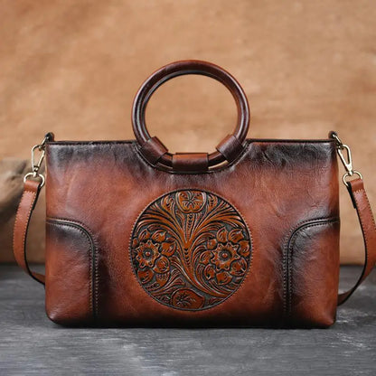 Mary | Leather handbag with vintage relief