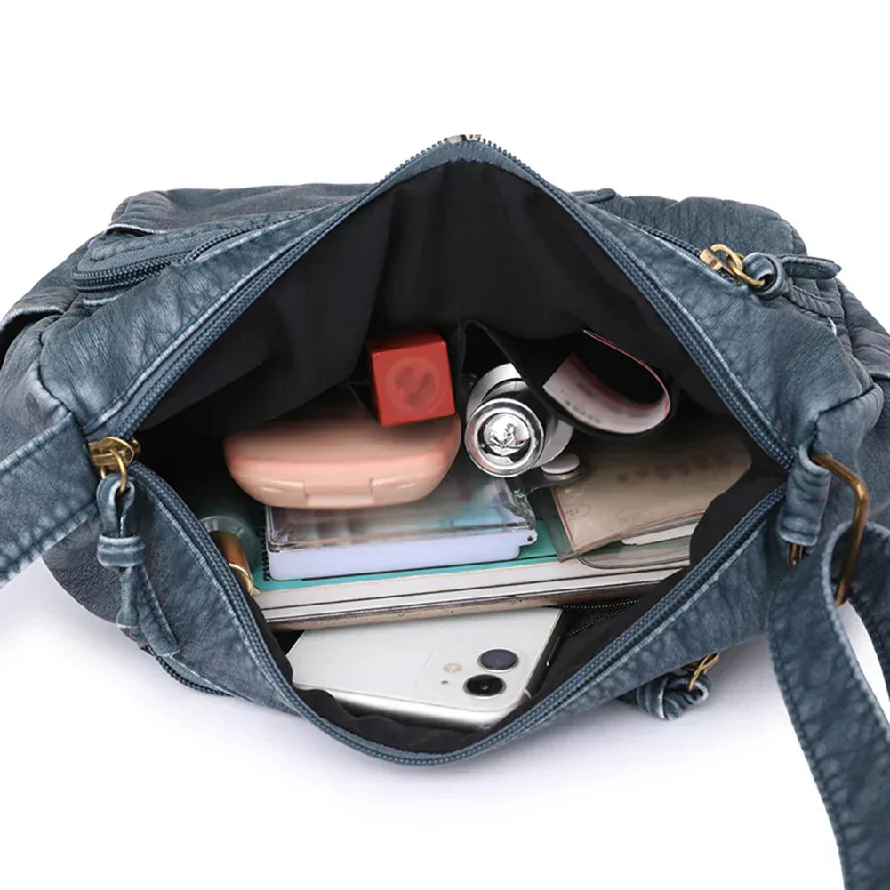 Maggie | Vintage leather shoulder bag with multiple compartments