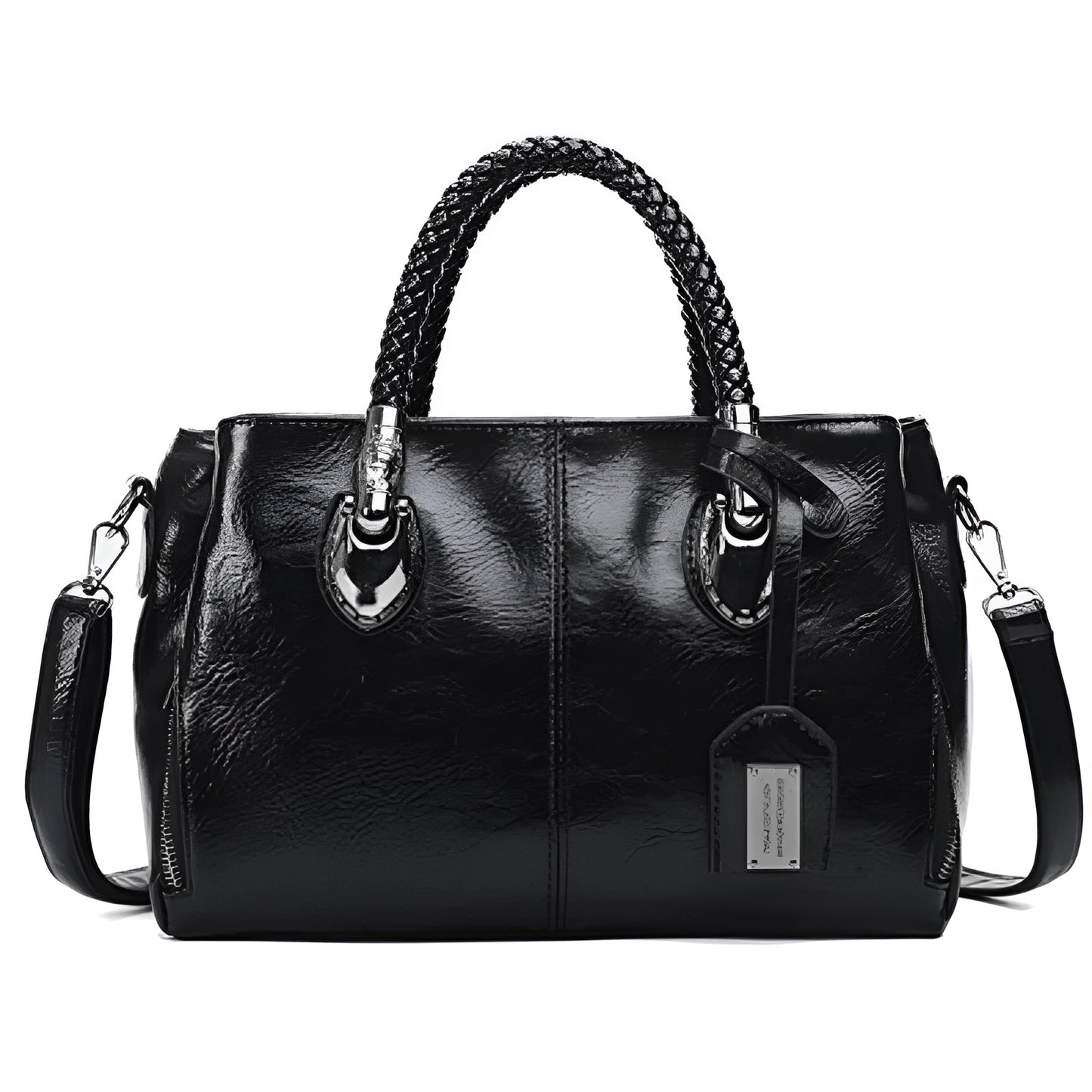 Mae | Elegant leather handbag with braided handle