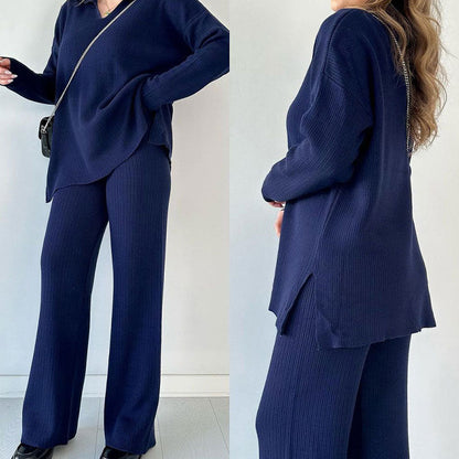 Nellie | Casual two-piece set with V-neck and slit